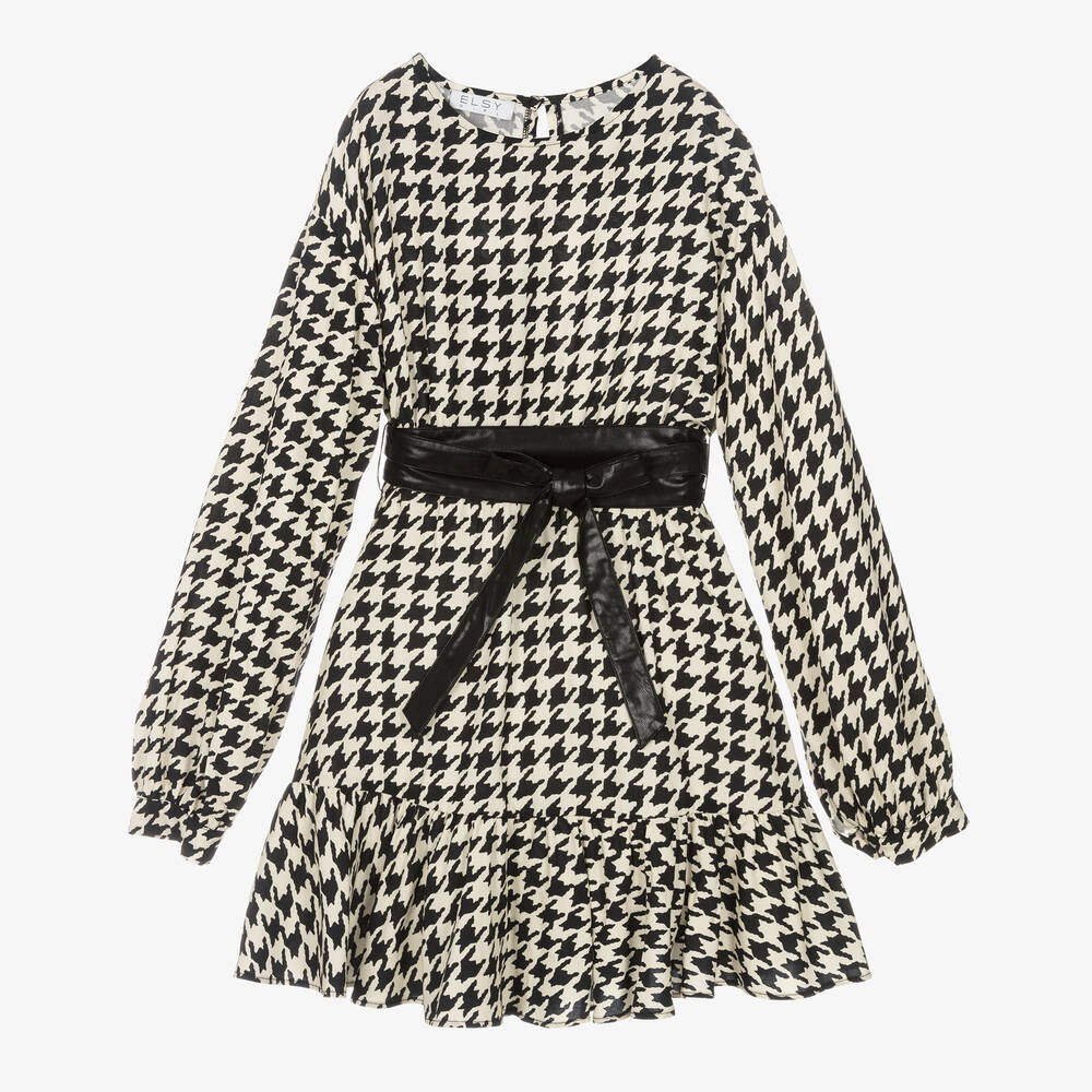 Elsy-Кремово-черное платье с поясом | Childrensalon Outlet