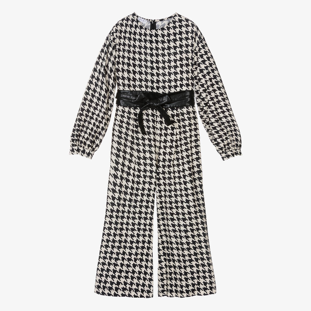 Elsy - Gürtel-Jumpsuit Elfenbein/Schwarz | Childrensalon