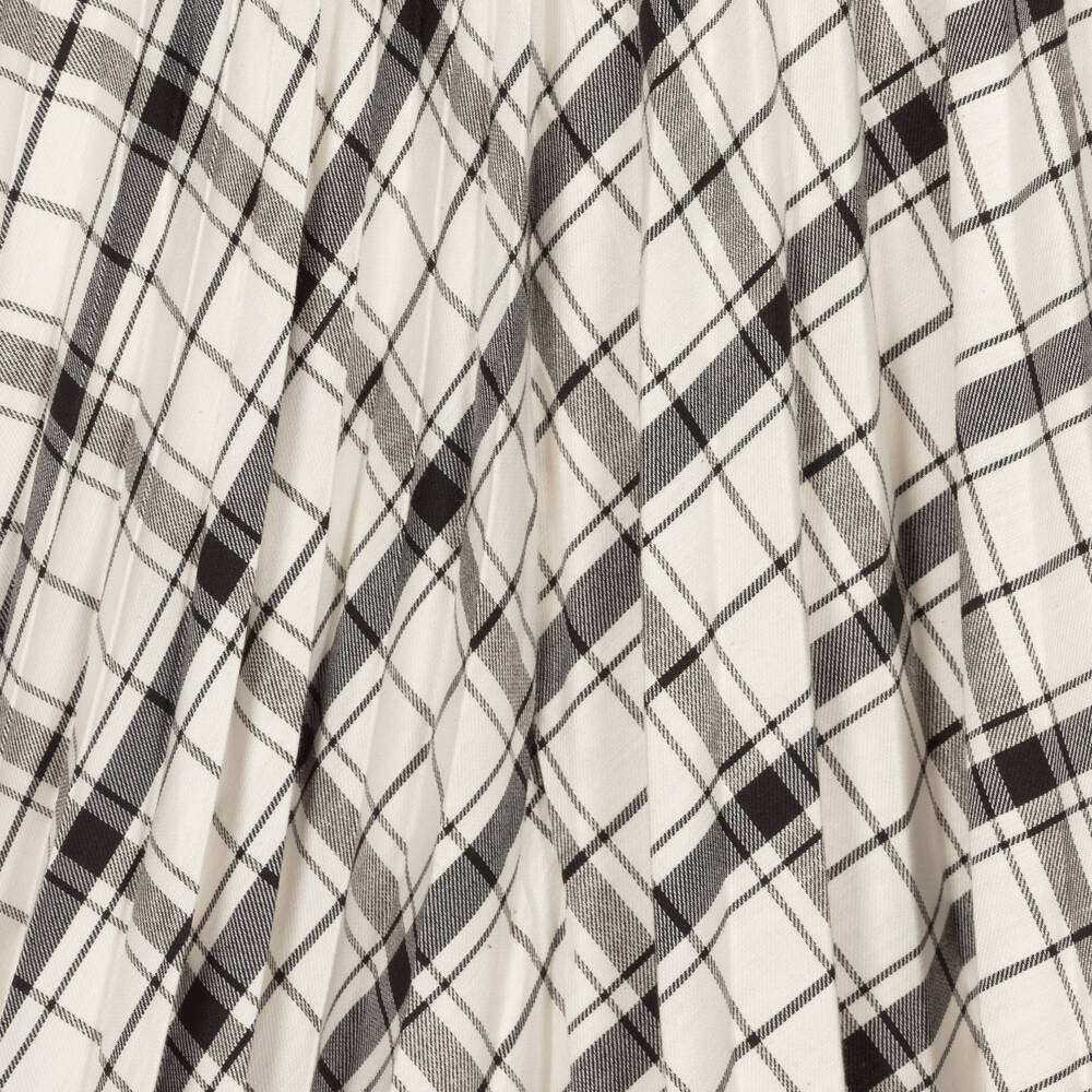 Elsy-Кремово-черное платье в клетку для девочек | Childrensalon Outlet