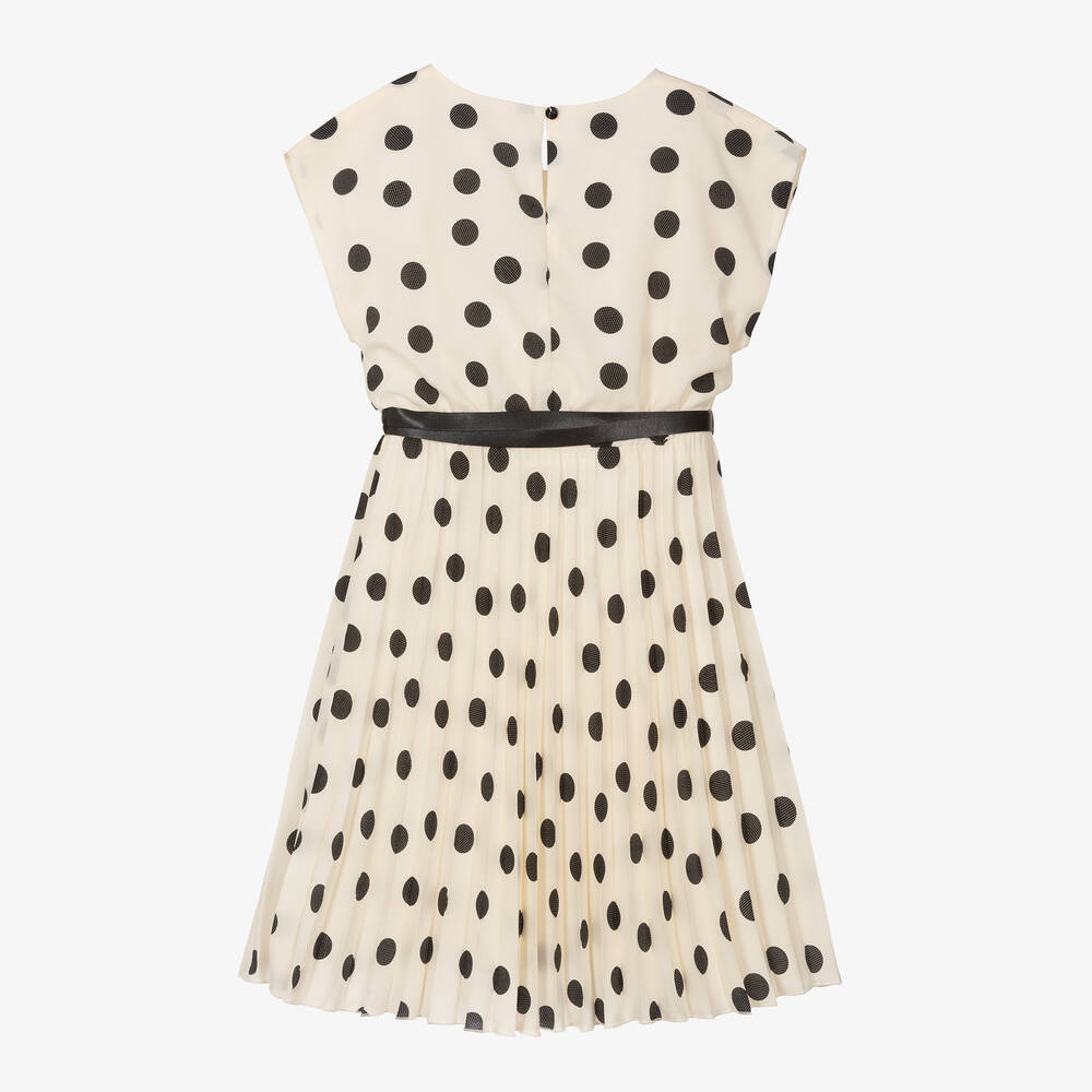 Elsy-فستان كريب شيفون منقط لون أسود وعاجي | Childrensalon Outlet