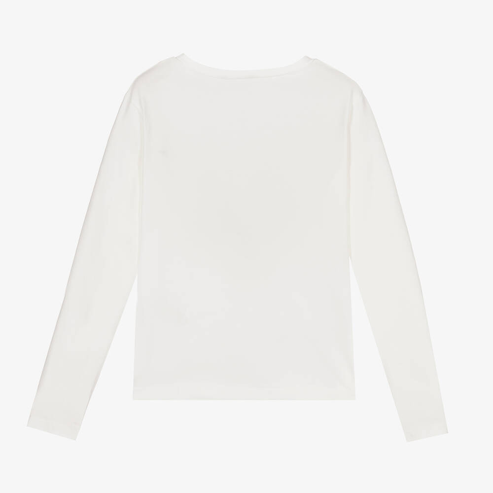 Elsy-Girls Ivory & Blue Heart Top | Childrensalon Outlet