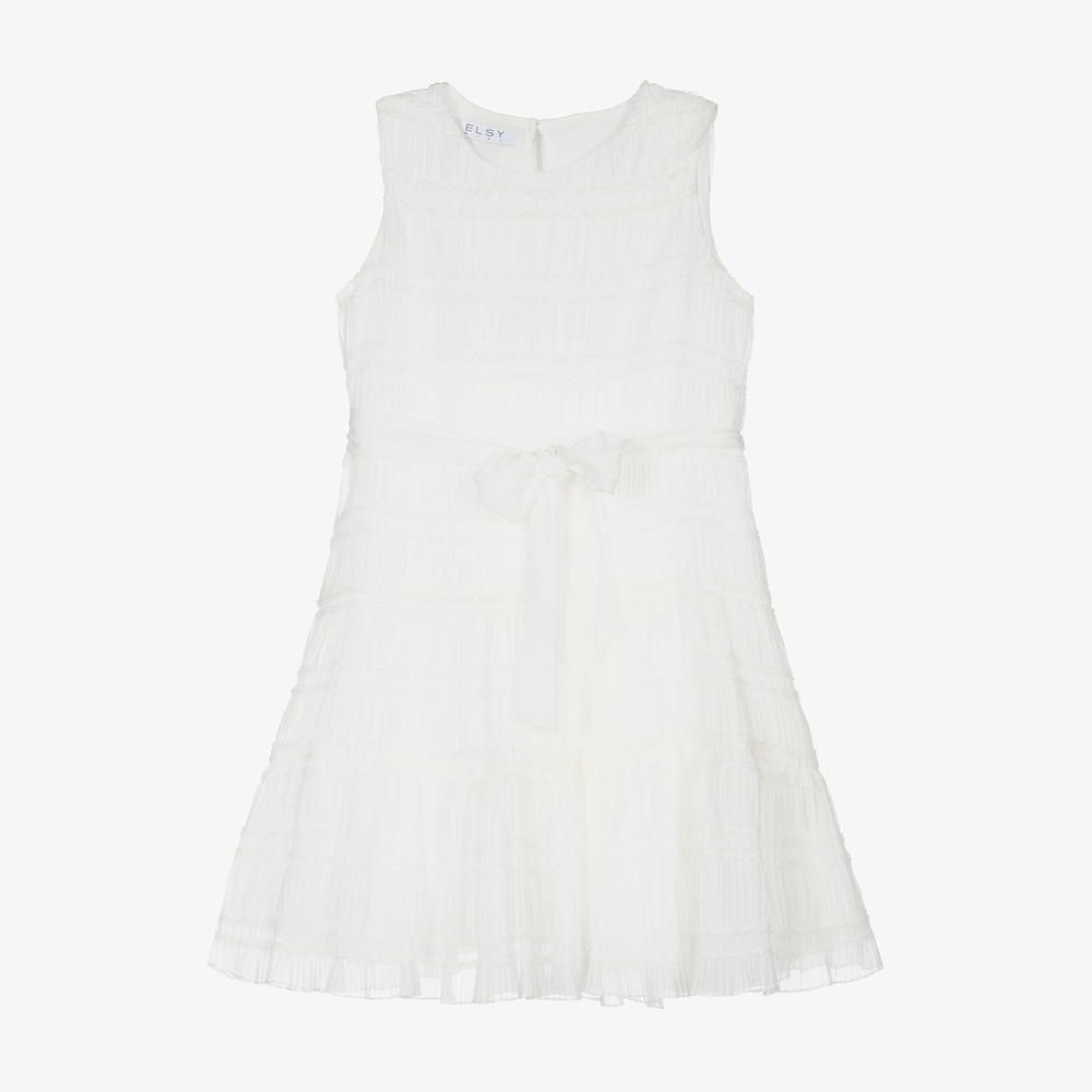 Elsy - Elfenbeinfarbenes Chiffonkleid (M) | Childrensalon