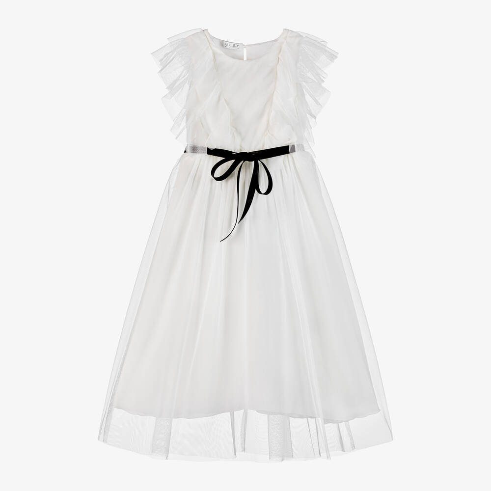 Elsy-Girls Ivory Chiffon & Tulle Dress | Childrensalon Outlet