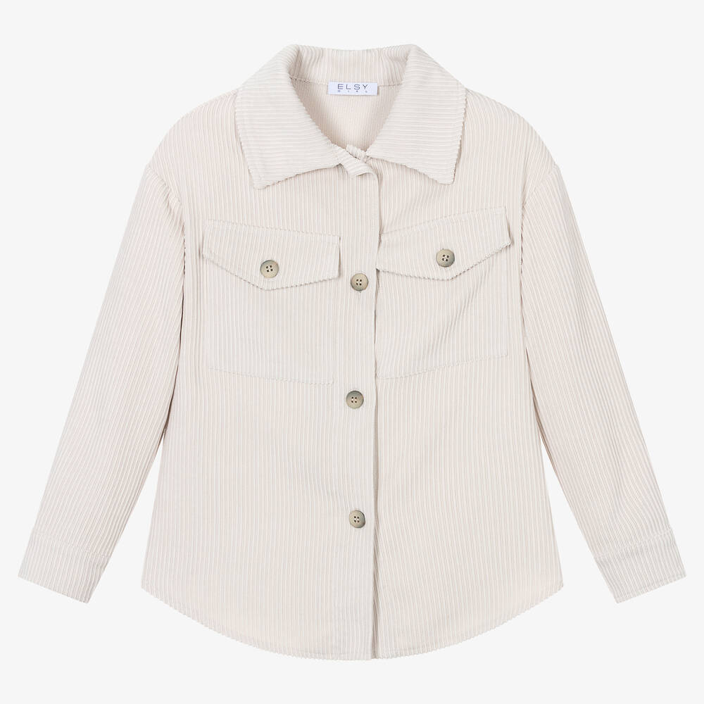 Elsy - Кремовая вельветовая куртка-рубашка | Childrensalon