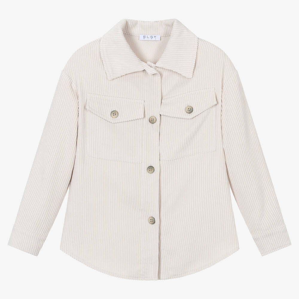 Elsy - Girls Ivory Corduroy Shacket | Childrensalon