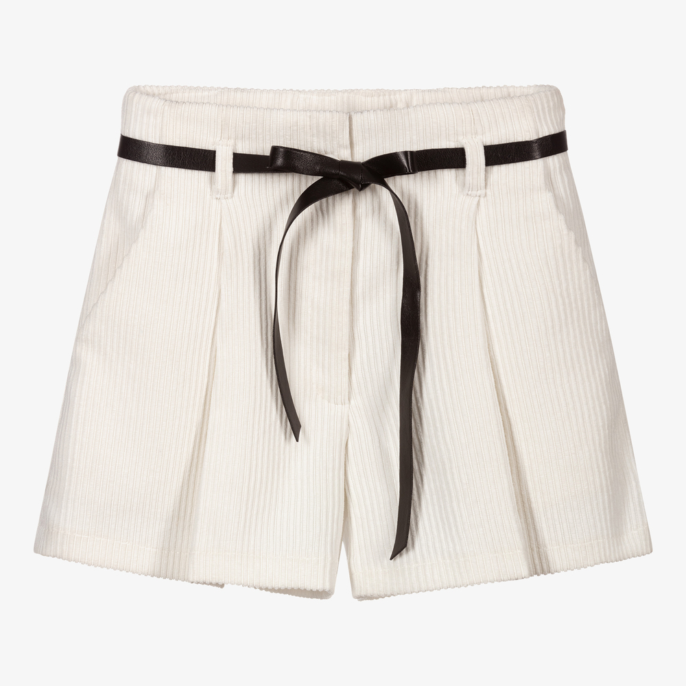 Elsy - Girls Ivory Corduroy Shorts  | Childrensalon