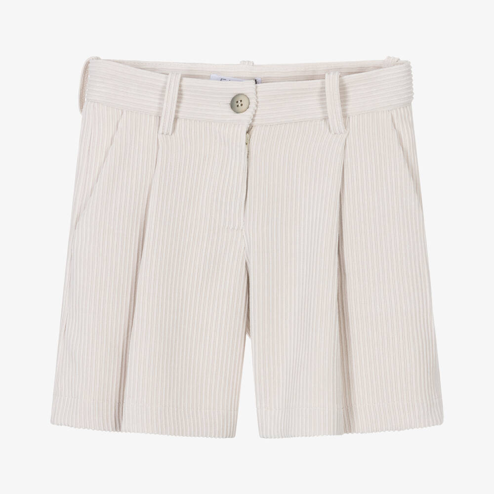 Elsy - Girls Ivory Corduroy Shorts | Childrensalon