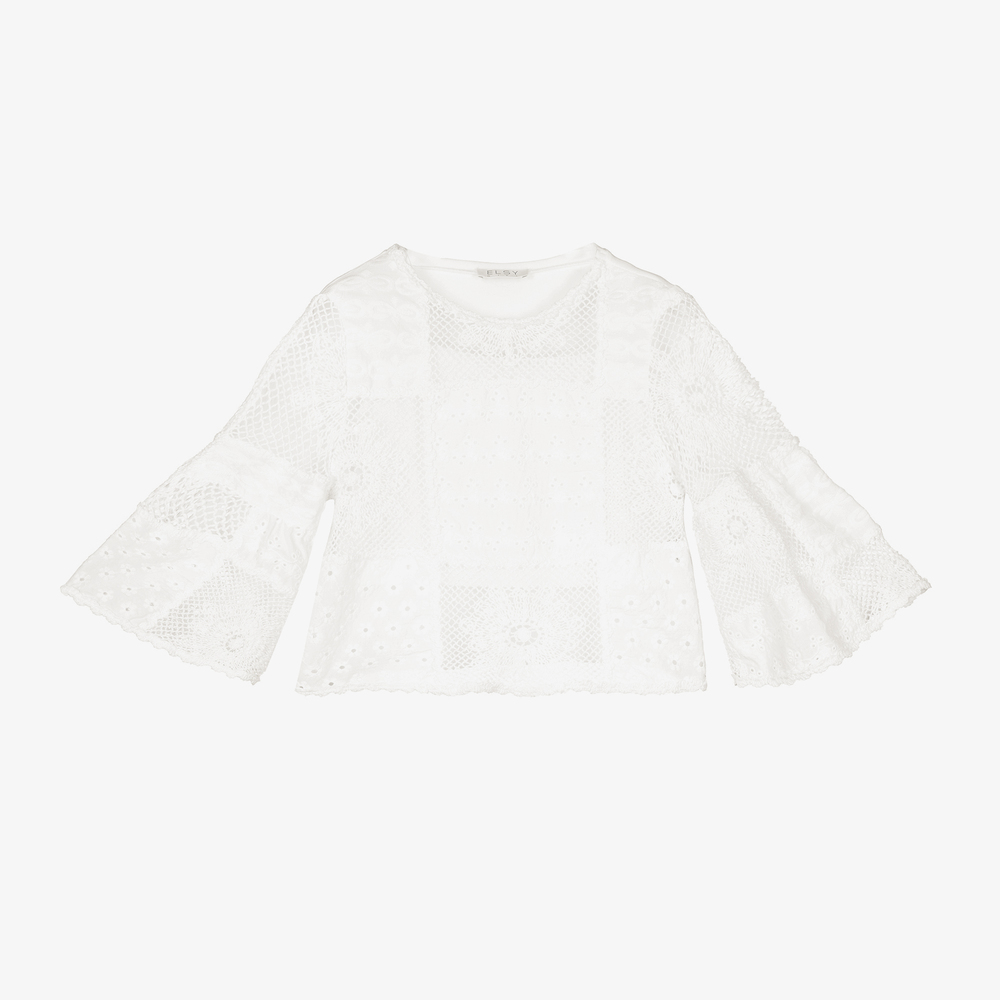 Elsy - Кремовая хлопковая блузка для девочек | Childrensalon