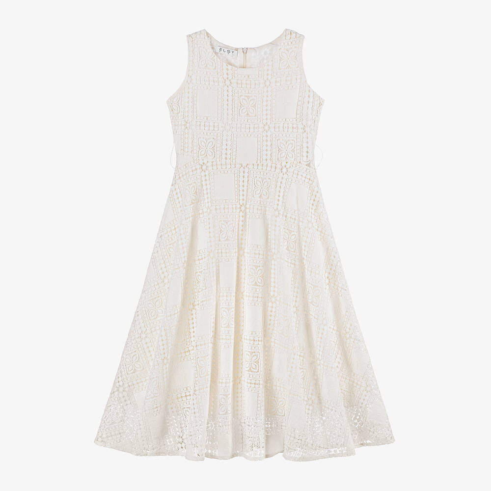إلسي-فستان دانتيل جوبير لون عاجي | Childrensalon Outlet