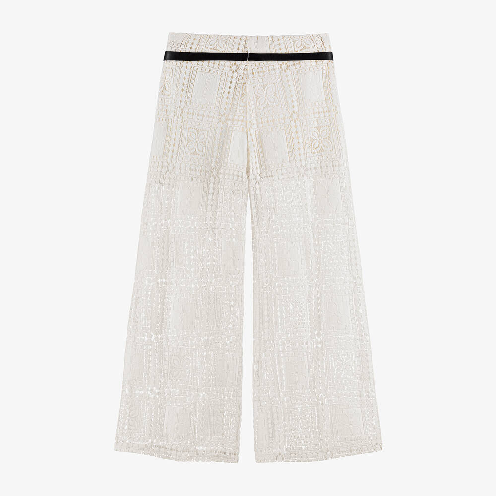 Elsy-Girls Ivory Cotton Guipure Lace Trousers | Childrensalon Outlet