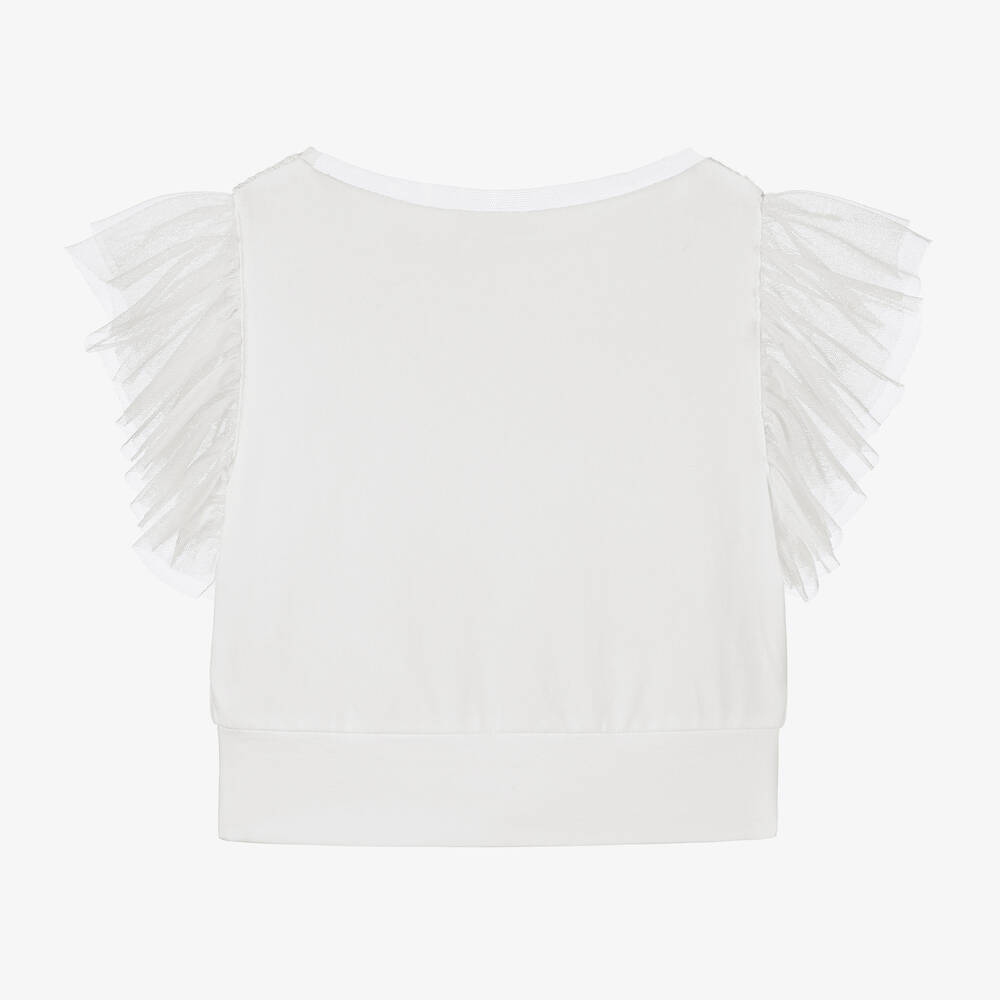 кутюр от Elsy-Girls Ivory Cotton & Sequin Tulle Blouse | Childrensalon Outlet