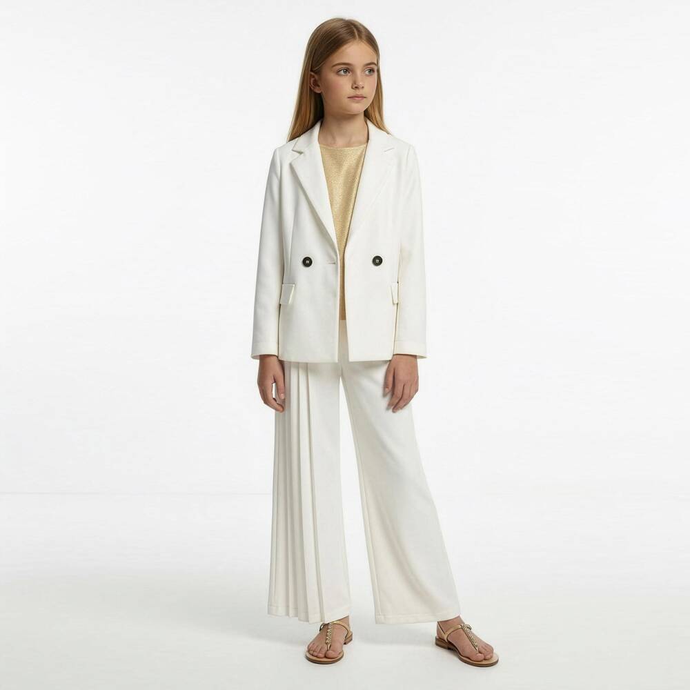 Elsy couture by-Girls Ivory Crêpe Pleated Blazer | Childrensalon Outlet