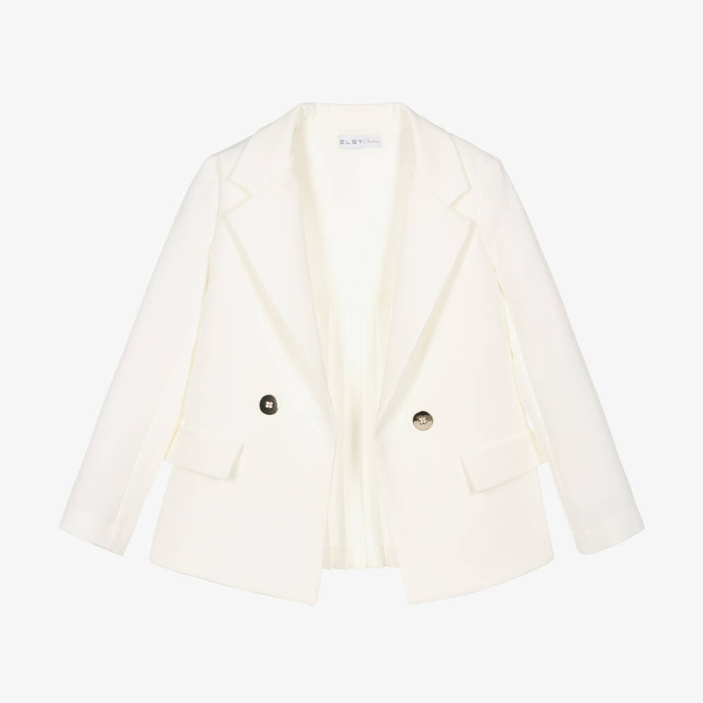 Elsy couture by-Girls Ivory Crêpe Pleated Blazer | Childrensalon Outlet