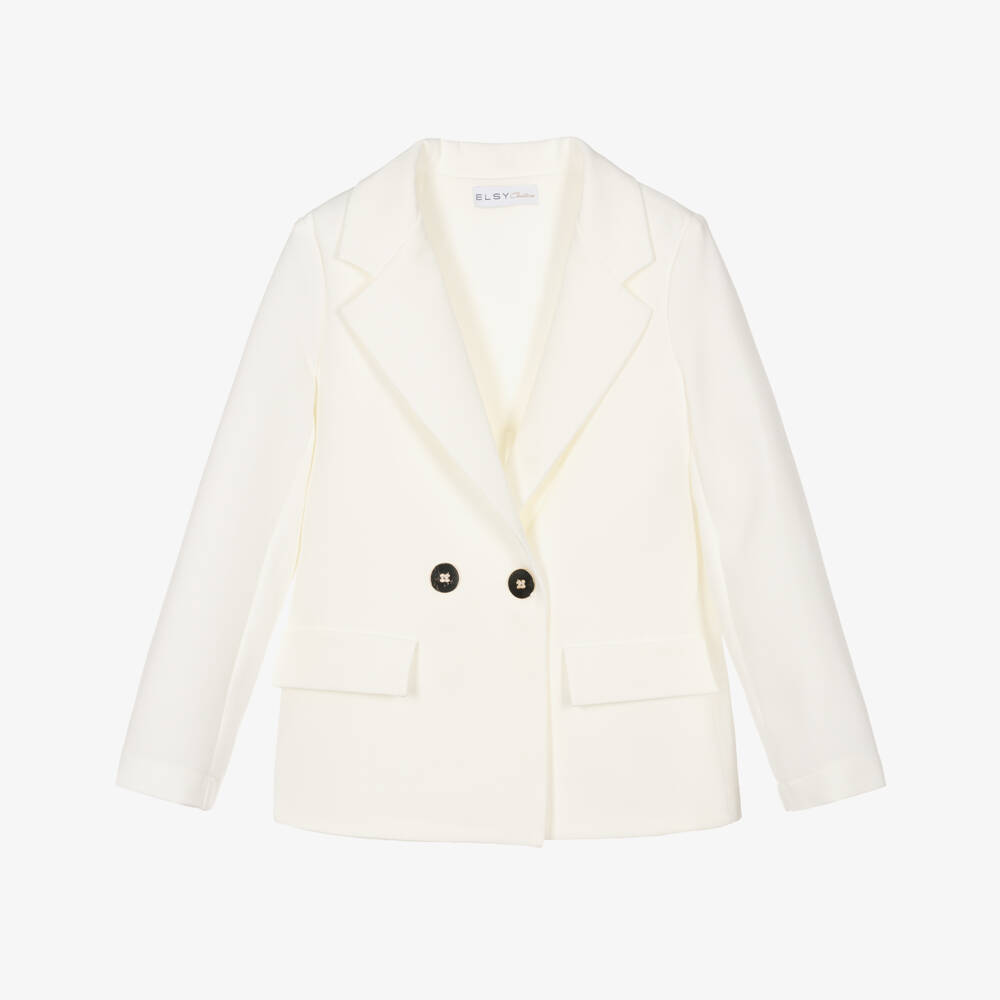 Elsy couture by-Girls Ivory Crêpe Pleated Blazer | Childrensalon Outlet