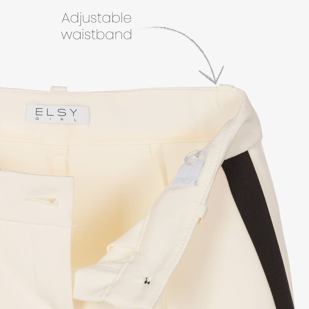 Elsy-Girls Ivory Crêpe Wide-Leg Trousers | Childrensalon Outlet