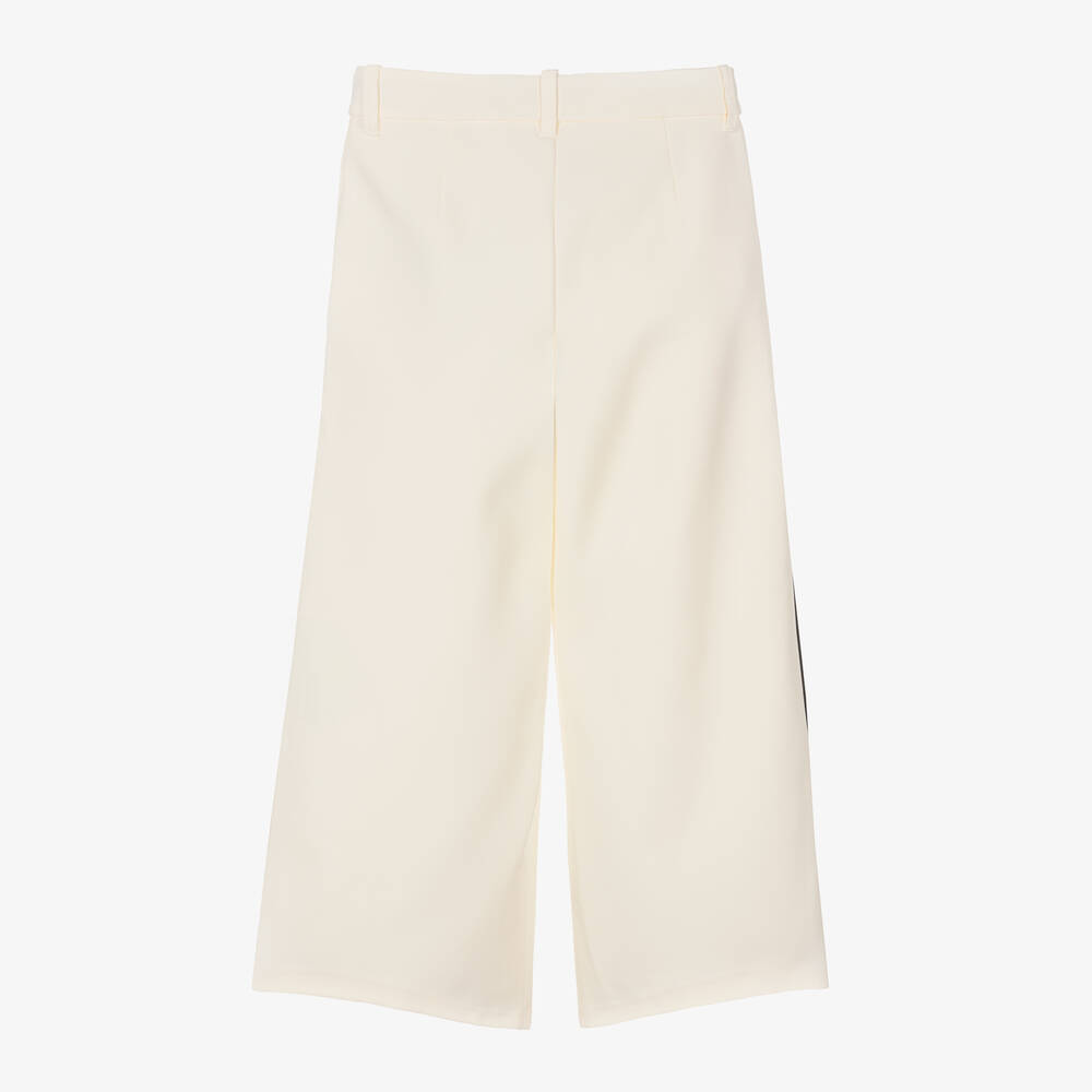 Elsy-Girls Ivory Crêpe Wide-Leg Trousers | Childrensalon Outlet