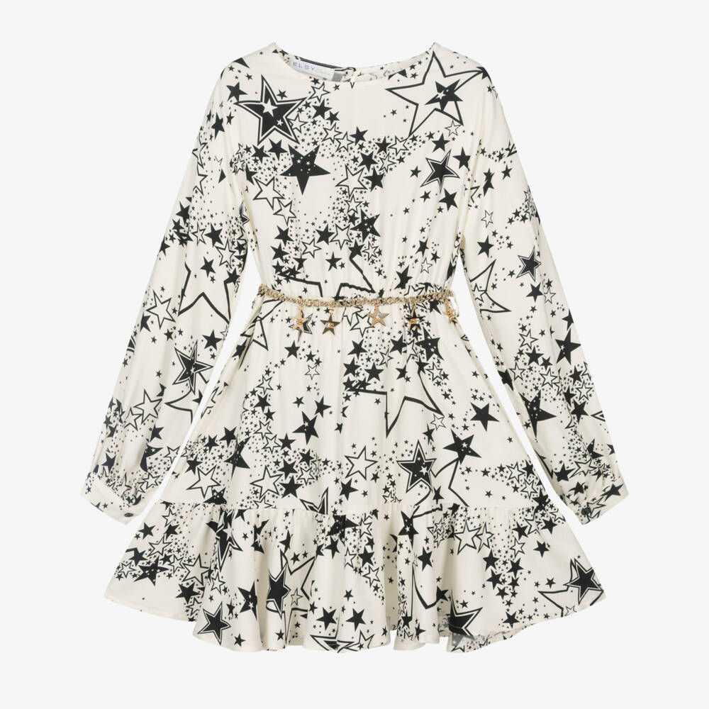 Elsy-Girls Ivory Dress with Gold Accents | Childrensalon Outlet