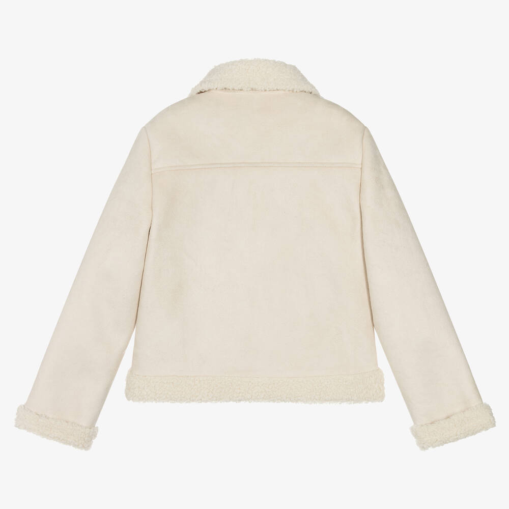 إلسي-جاكيت جلد شامواه صناعي لون عاجي للبنات | Childrensalon Outlet