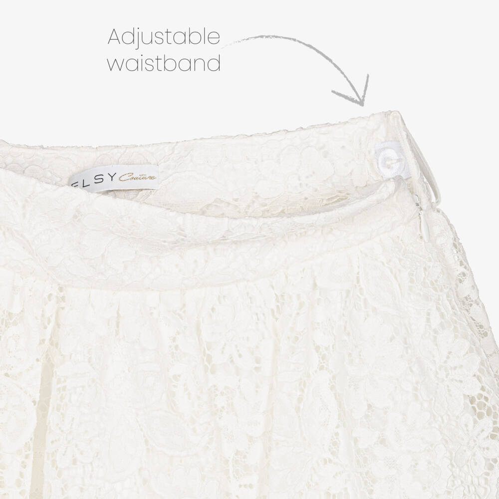 Elsy couture by-Girls Ivory Floral Guipure Lace Skirt | Childrensalon Outlet