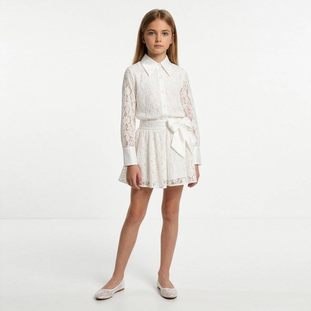 Elsy couture by-Girls Ivory Floral Guipure Lace Skirt | Childrensalon Outlet