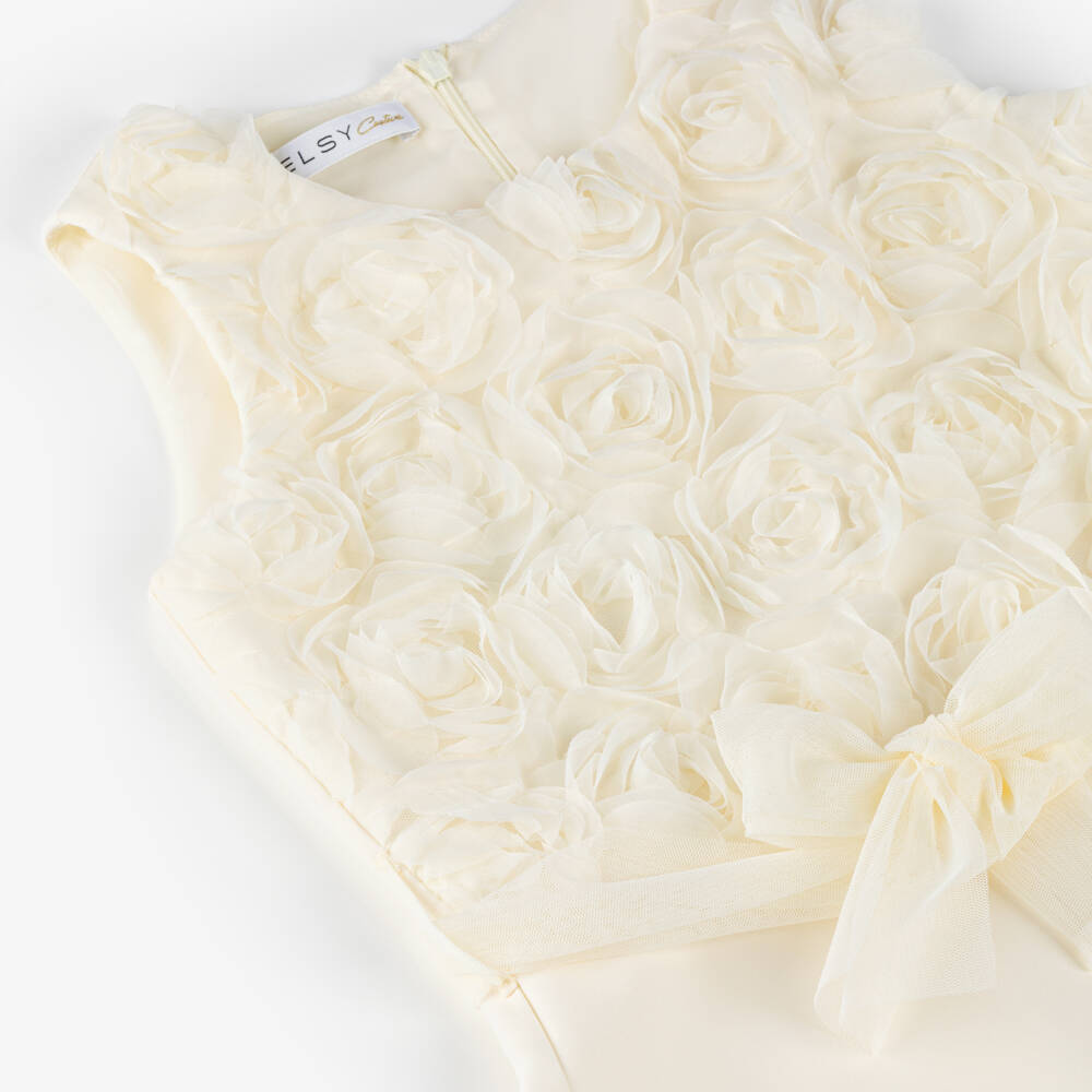 couture by Elsy-Girls Ivory Floral Tulle Playsuit | Childrensalon Outlet