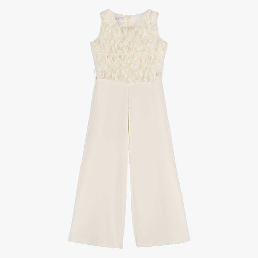 couture by Elsy-Girls Ivory Floral Tulle Playsuit | Childrensalon Outlet