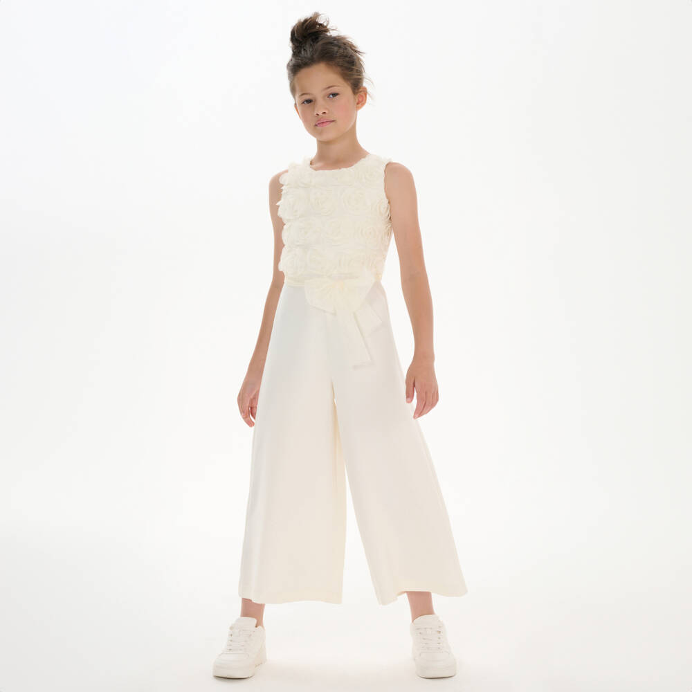 couture by Elsy-Girls Ivory Floral Tulle Playsuit | Childrensalon Outlet