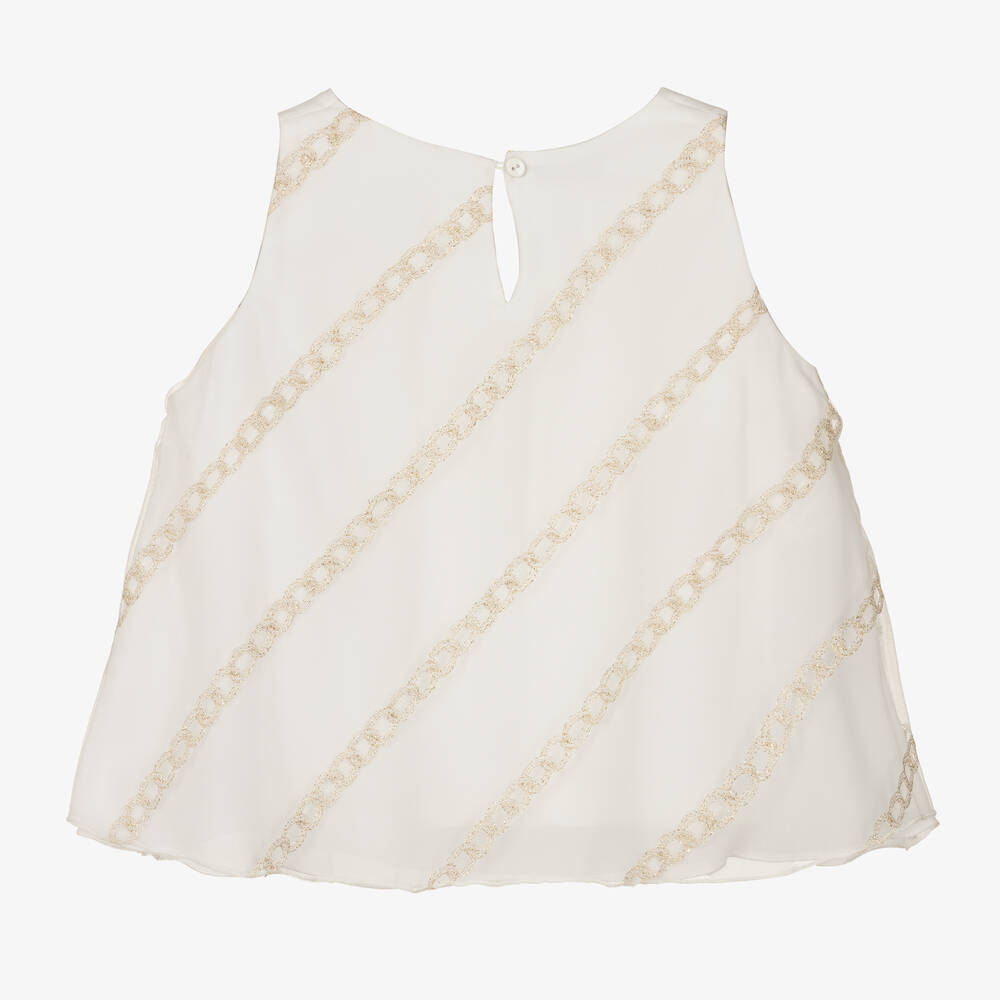 Elsy-Кремово-золотистая блузка с принтом-цепочкой | Childrensalon Outlet