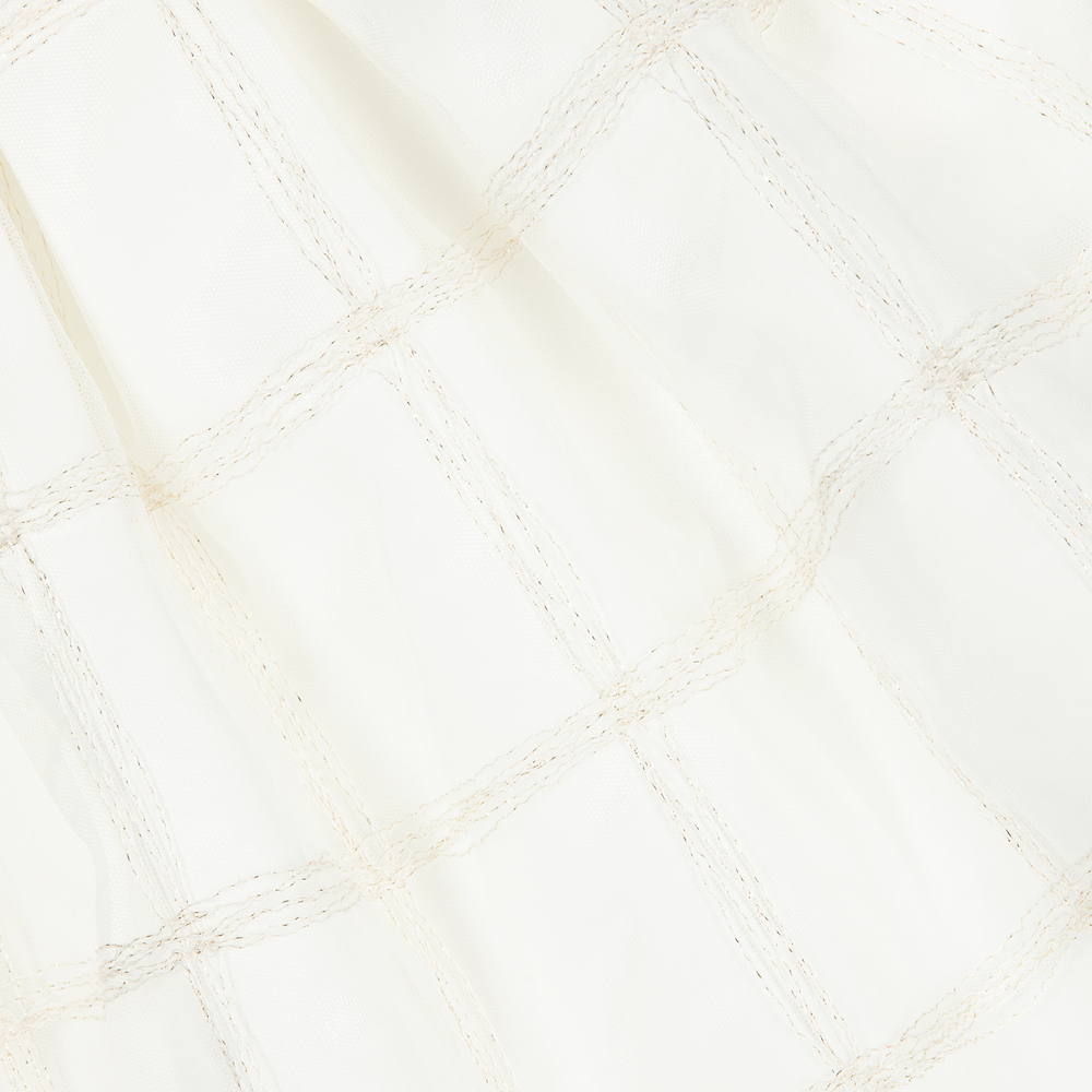 Elsy-Girls Ivory & Gold Check Dress | Childrensalon Outlet