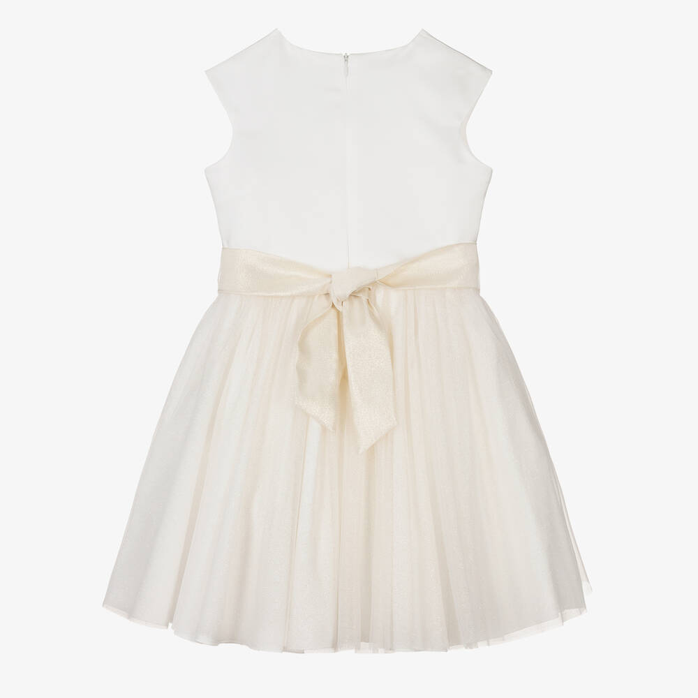 Elsy-Girls Ivory & Gold Tulle Dress | Childrensalon Outlet