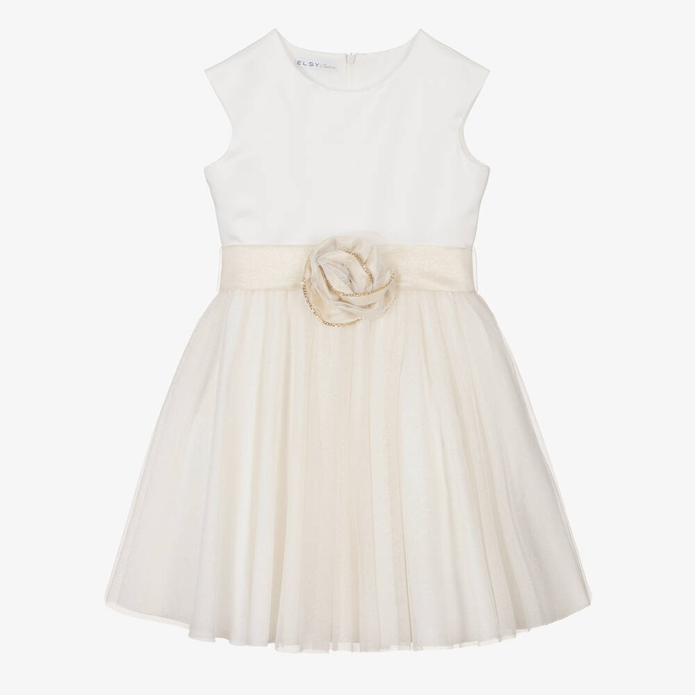 Elsy - Золотисто-кремовое платье из тюля | Childrensalon