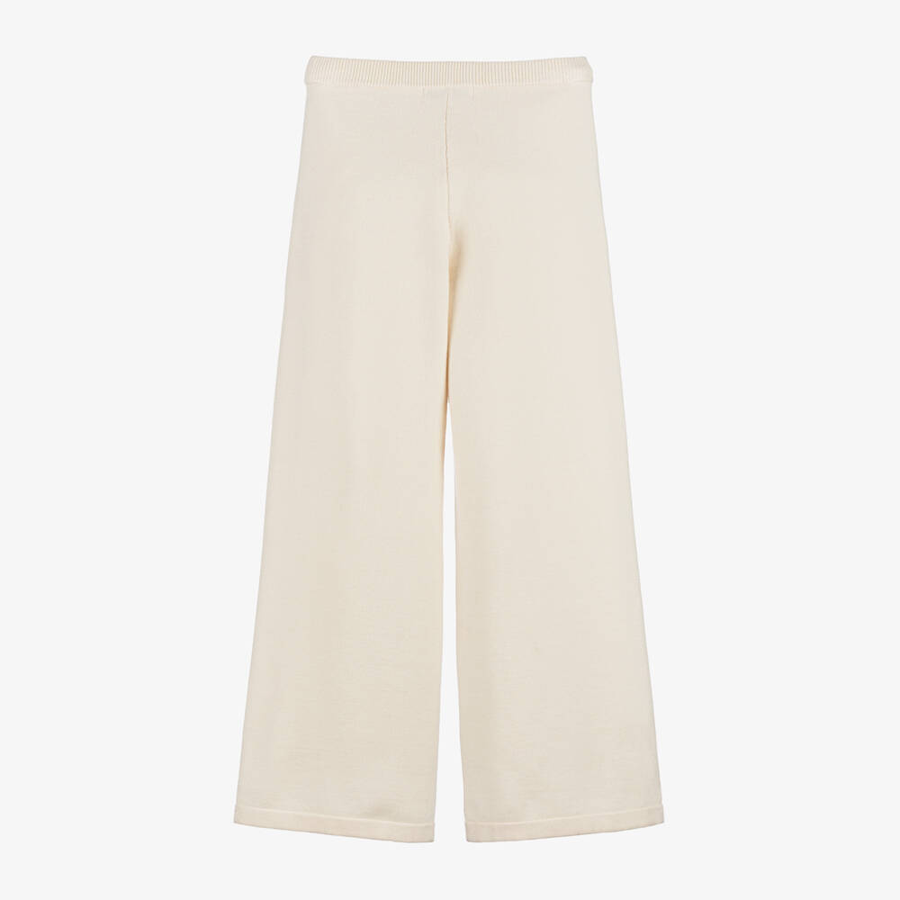 Elsy-Girls Ivory Knit Wide-Leg Trousers | Childrensalon Outlet
