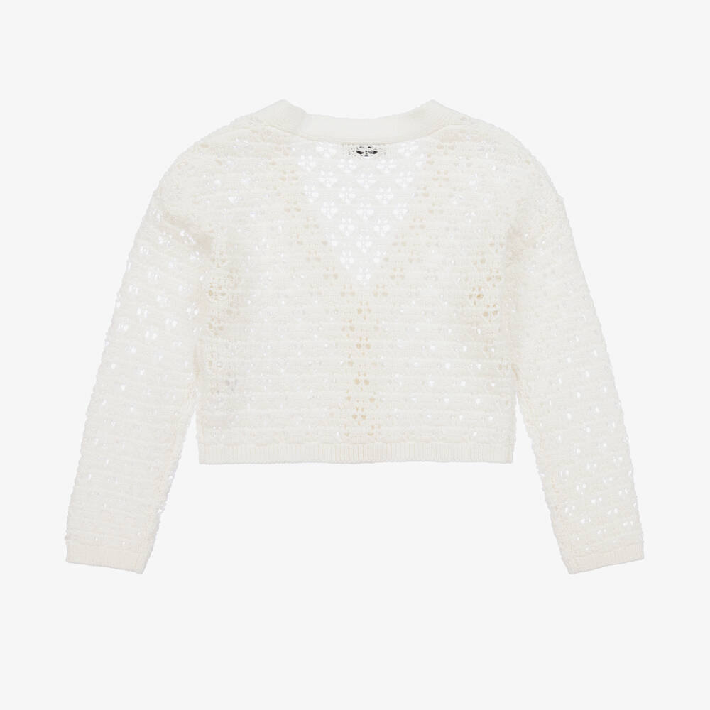 Elsy-Girls Ivory Lace Knit Cotton Cardigan | Childrensalon Outlet