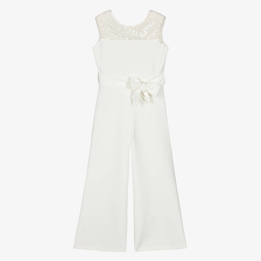Elsy-Girls Ivory Sequin Jumpsuit | Childrensalon Outlet