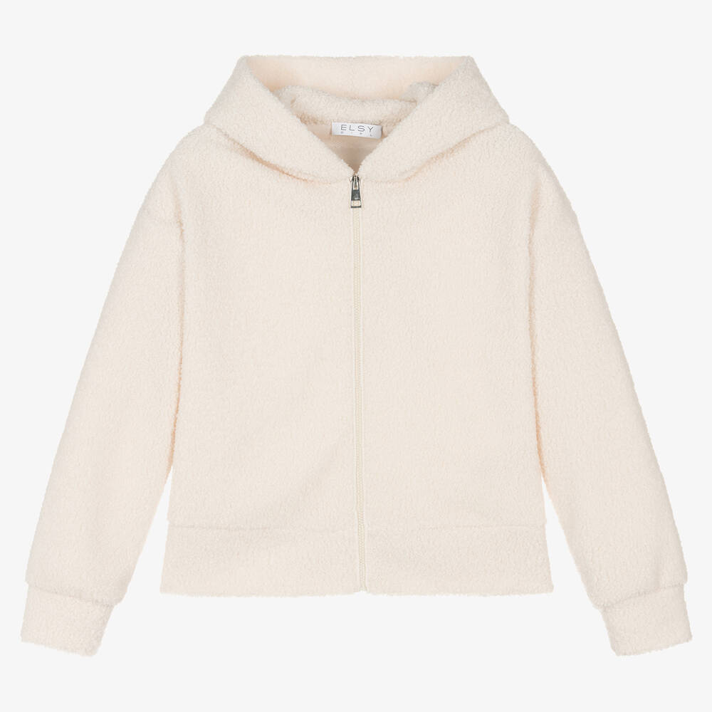 Elsy - Veste zippée ivoire Teddy Fille | Childrensalon