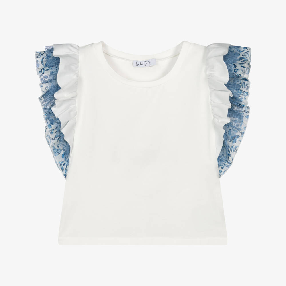couture by Elsy-Girls Ivory Tee with Ruffled Sleeves | Childrensalon Outlet