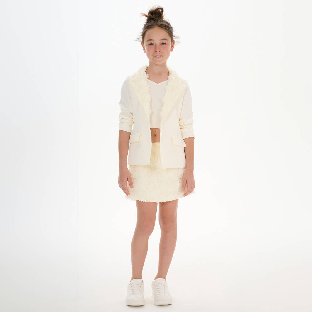 Elsy Couture-Girls Ivory Tulle Rose Skort | Childrensalon Outlet