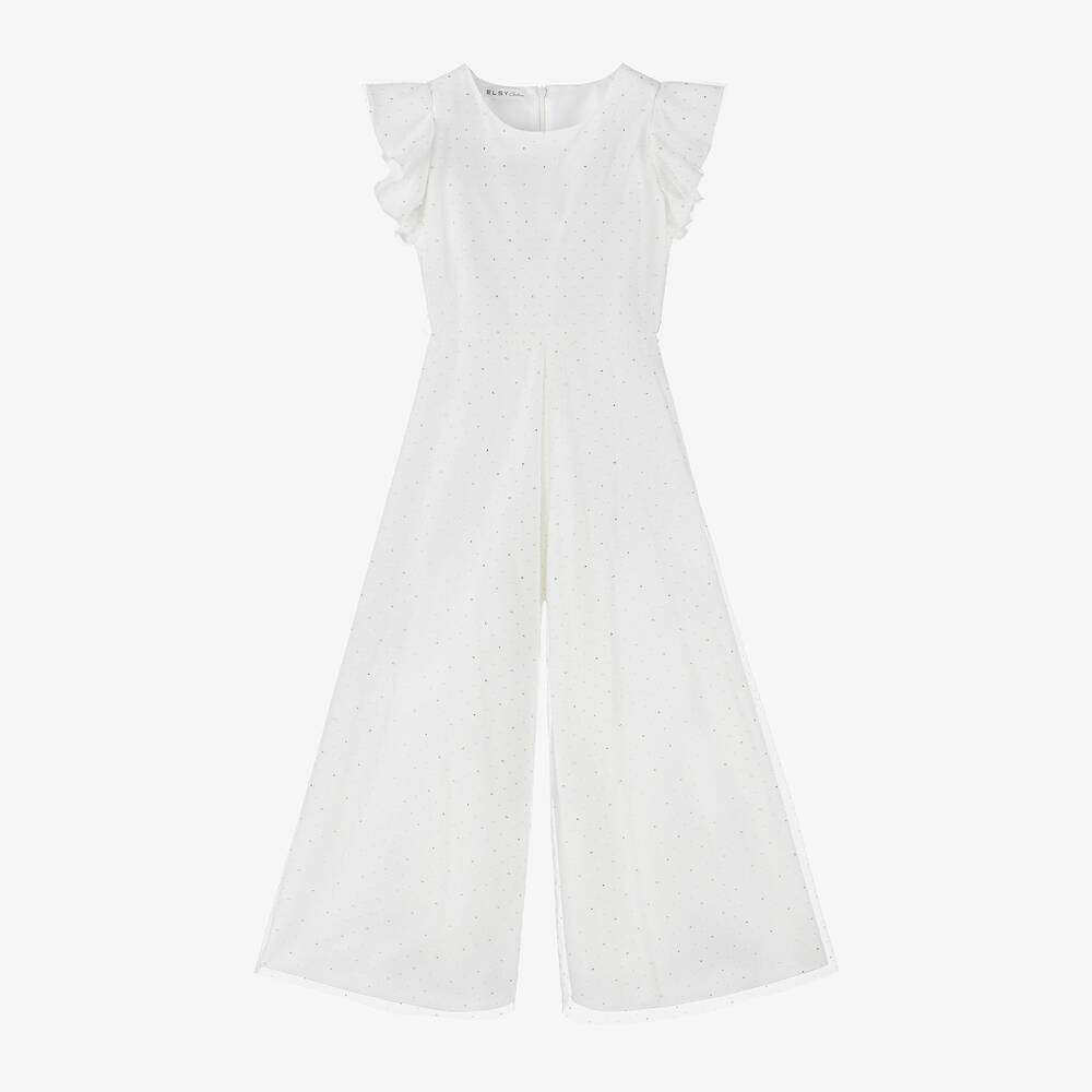 إلسي-جمبسوت بأرجل واسعة كريب لون عاجي للبنات | Childrensalon Outlet