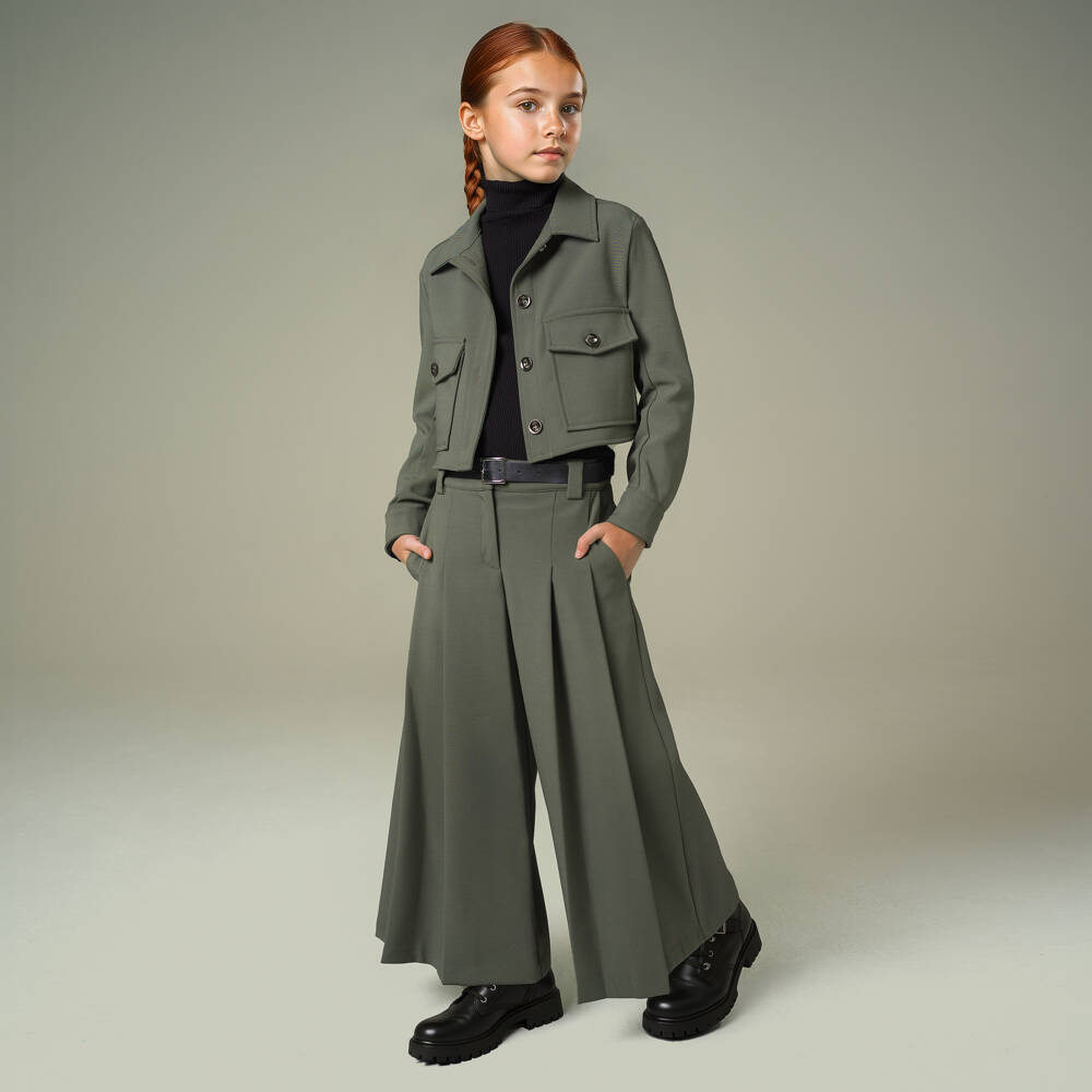 Elsy-Girls Khaki Green Boxy Jacket | Childrensalon Outlet