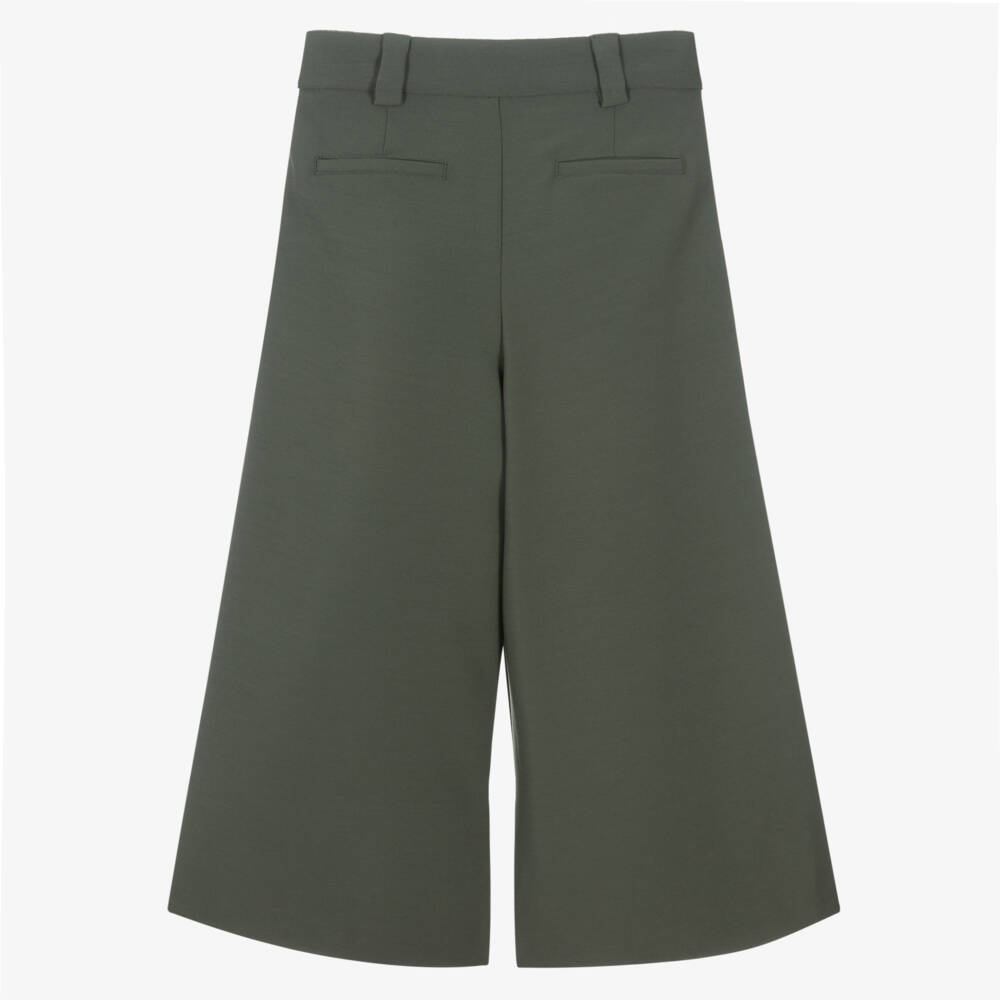 Elsy-Girls Khaki Green Pleated Wide Leg Trousers | Childrensalon Outlet