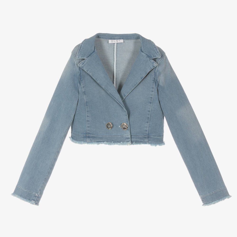 Elsy - Veste courte bleu clair en jean | Childrensalon