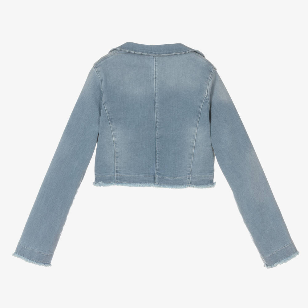 إلسي-جاكيت قصير قطن دنيم لون أزرق فاتح للبنات | Childrensalon Outlet