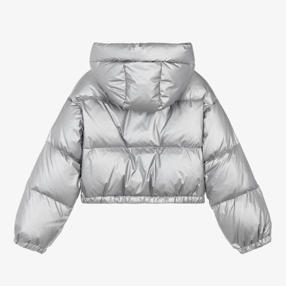 Elsy-Girls Metallic Silver Puffer Coat | Childrensalon Outlet