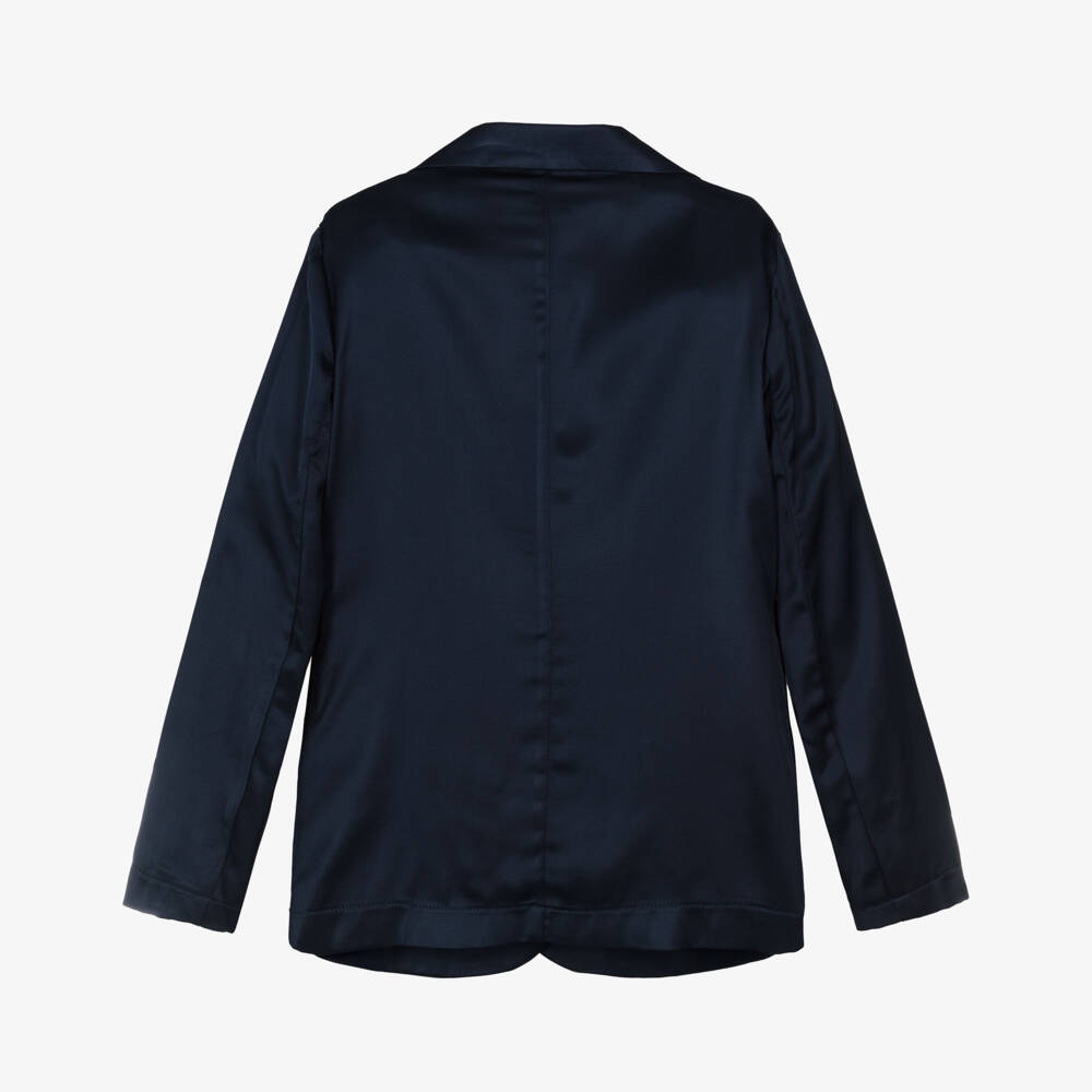 Elsy-Girls Navy Blue Satin Blazer | Childrensalon Outlet