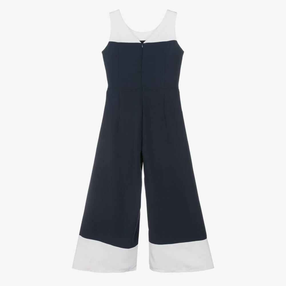 Elsy-Girls Navy Blue & White Sleeveless Jumpsuit | Childrensalon Outlet