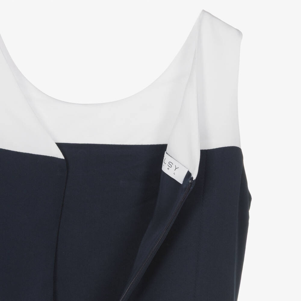 Elsy-Girls Navy Blue & White Sleeveless Jumpsuit | Childrensalon Outlet