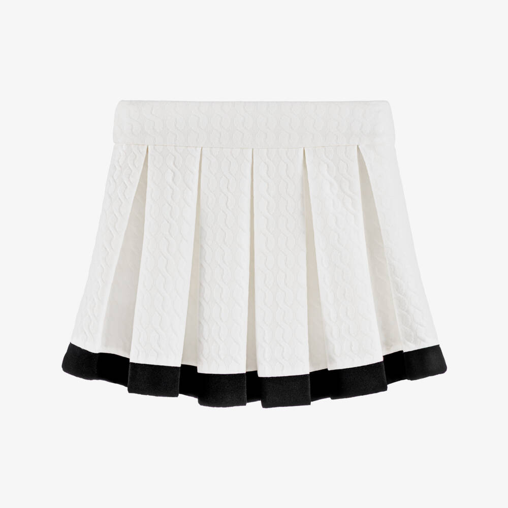 Elsy-Girls Off-White Textured Pleated Skirt | Childrensalon Outlet