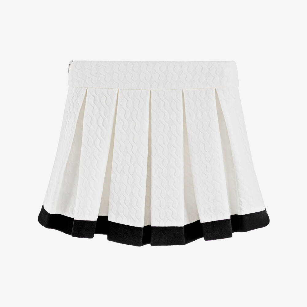 Elsy-Girls Off-White Textured Pleated Skirt | Childrensalon Outlet