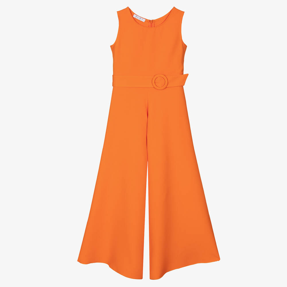 Elsy - Girls Orange Crêpe Jumpsuit | Childrensalon