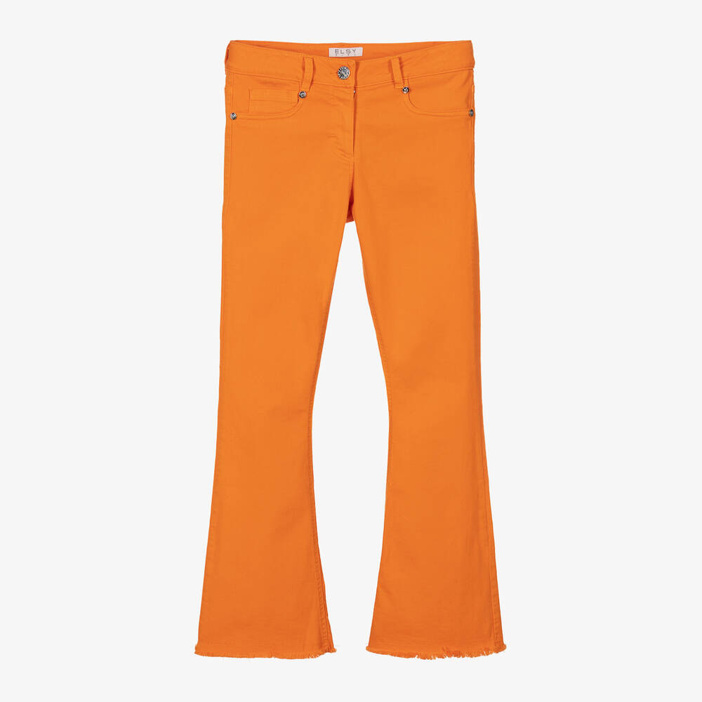 Elsy-Girls Orange Denim Flared Jeans | Childrensalon Outlet